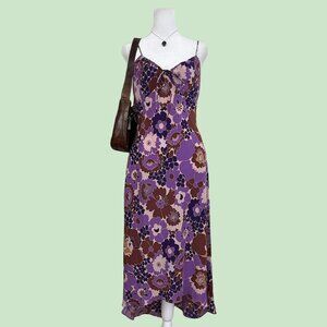 purple and brown floral y2k cami midi dress girly whimsygoth grunge